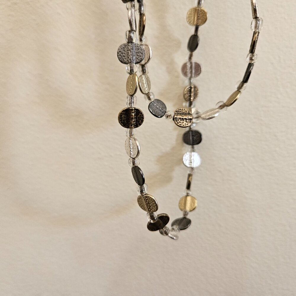 Chico's Metallic Necklace Silver and Gold Toned Double Strand
